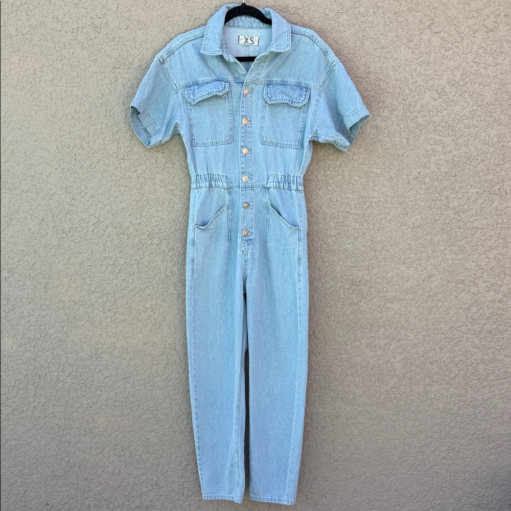 We The Free Light Blue Denim Jumpsuit